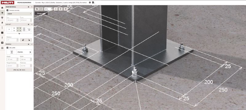PROFIS エンジニアリングスイート 構造設計ソフトウェア 規格や認証に準拠した構造エンジニアリングアンカーデザインソフトウエア、コンポーネントベースの有限要素法による計算、各種留付け方法 アプリケーション 1
