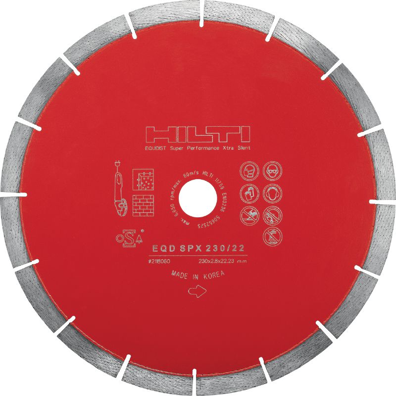 SPX 静音ダイヤモンドブレード 各種母材の切断用、Equidist 技術採用の高品質静音ダイヤモンドブレード